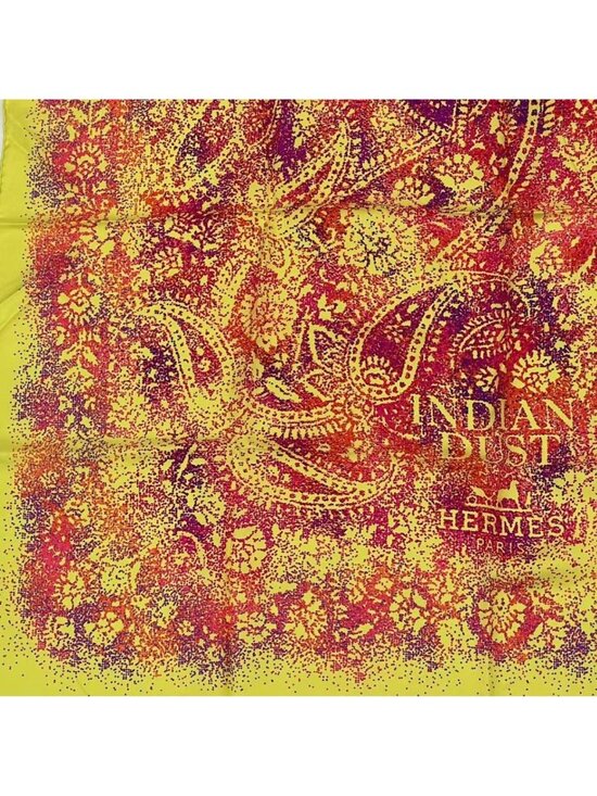 HERMES Carre 90 INDIAN DUST Scarf Yellow 100% Silk Ladies  Hermes Scarf Silk Carre 90 Indian Yellow